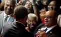 US President Barack Obama greets members of the crowd after speaking during the National Urban League convention at the Ernest N. Morial Convention Center in New Orleans, Louisiana, July 25, 2012.